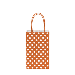 12CT POLKA DOTS ORANGE KRAFT BAG 