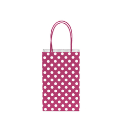 12CT POLKA DOTS MAGENTA KRAFT BAG 