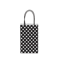 12CT POLKA DOTS BLACK KRAFT BAG 