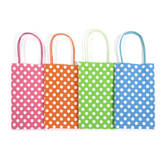  POLKA DOTS ASSORTED NEON COLOR KRAFT BAG 